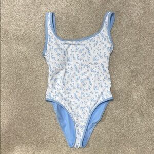 LainSnow Blue and White Floral One Piece Swimsuit - Never Worn